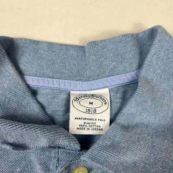 Brooks Brothers Mens Performance Polo Shirt Blue Short Sleeve Slim Fit MEDIUM - Picture 5 of 10